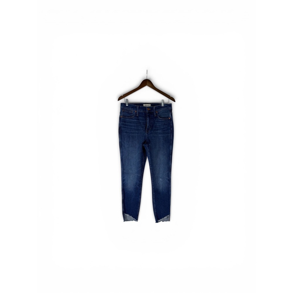 Madewell 10 High-Rise Skinny Jeans Blue Step Hem Raw Edge‎ Denim Size 29